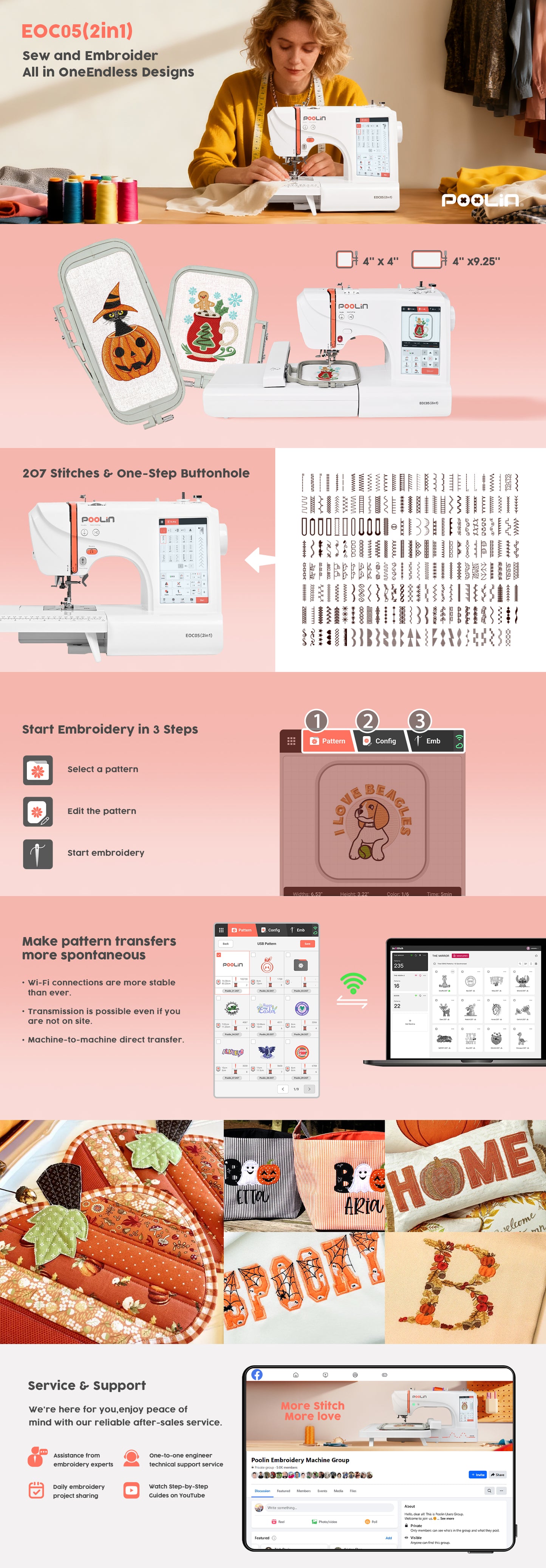 POOLIN EOC05(2in1) Sewing & Embroidery Machine