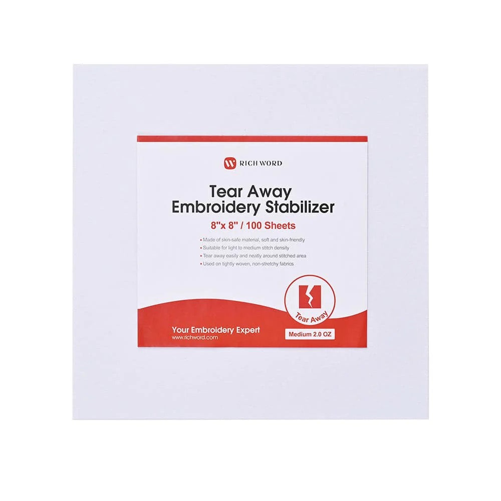 Richword Tear Away Embroidery Stabiliser Medium - Pre Cut sheets pack of 100