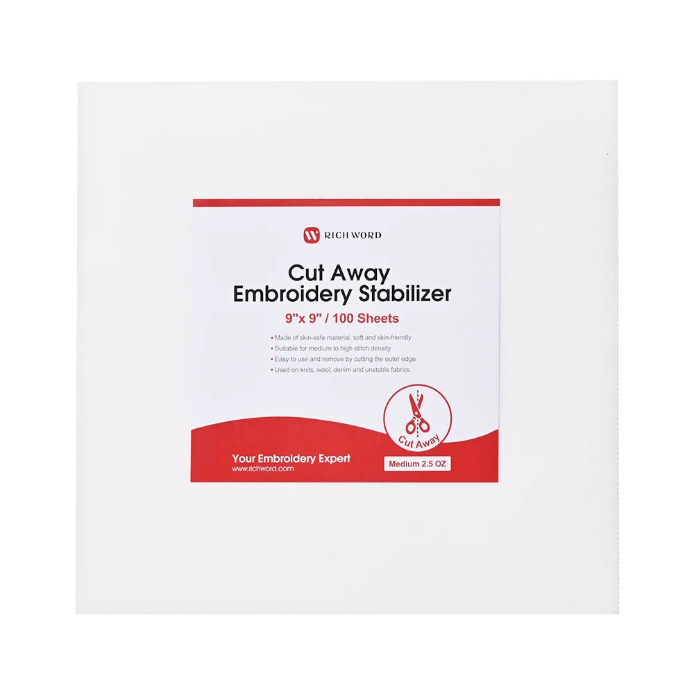 Tear Away Embroidery Stabiliser Heavy - Pre Cut sheets pack of 100